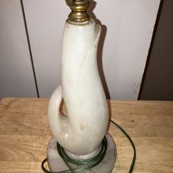 Heavy Antique White Onyx Or Marble Lamp