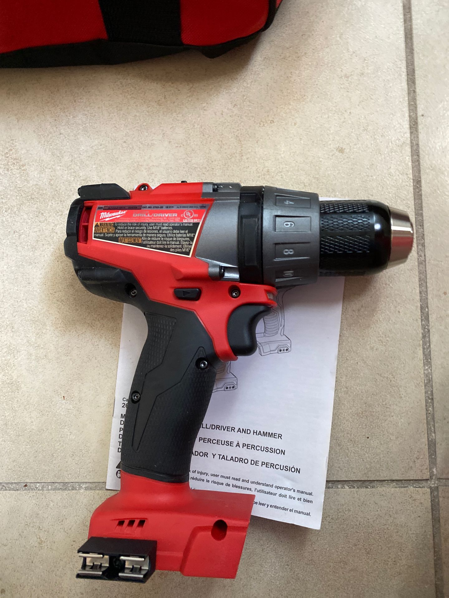 Cordless 1/2 inch drill Milwaukee tools