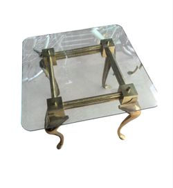Glass Top Coffee Table with Brass Base