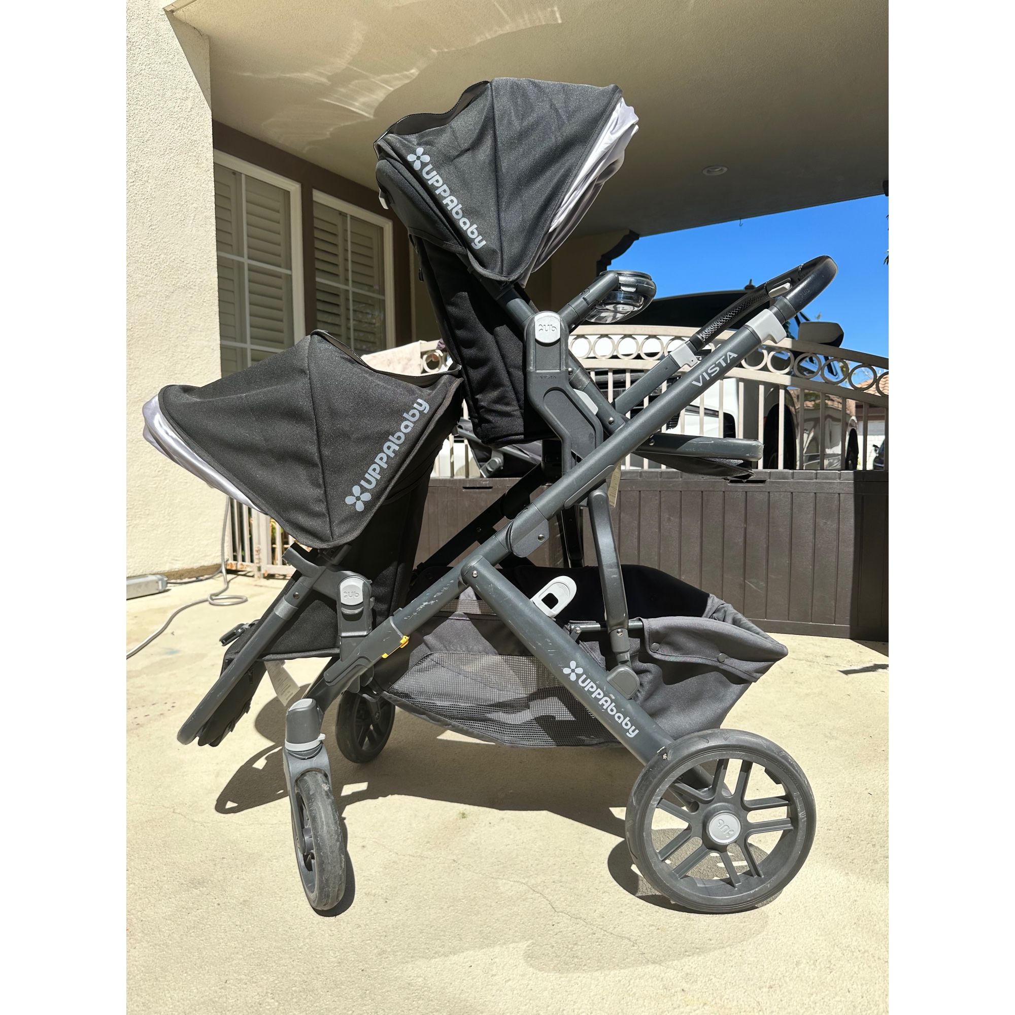Uppababy Vista Stroller + Adapters + Rumble Seat + Additional Rumble Seat