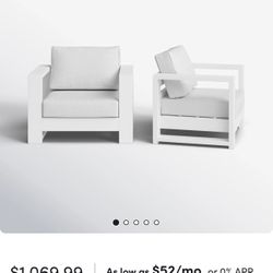 Outdoor Aluminum Armchair Set (Set of 2)
