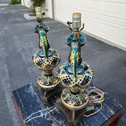 Vintage Antique Italian Painted Lamps