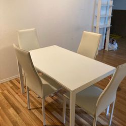 White Ikea Dining Table + Chairs 