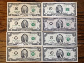(8) Lucky $2.00 bills $100.00 CASH, TEXT FOR PRICES
