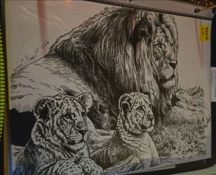 Hand Drawn Lion and Cubs