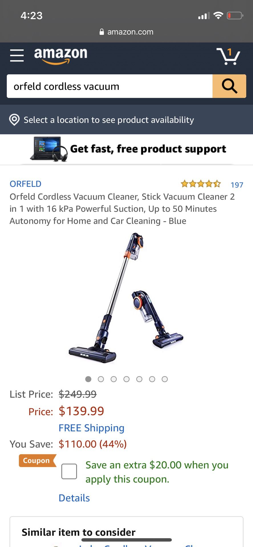 Orfeld cordless vacuum