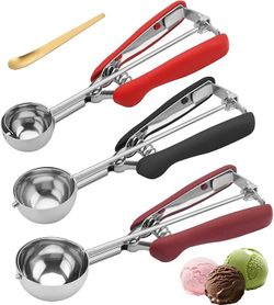 BRAND NEW (Set of 3) 18/8 Stainless Steel Non-slip Ice Cream Scoop