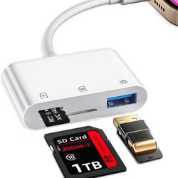 SD Card Reader for iPhone, Memory Card Veiwer Support SD and TF Card, USB Digital Camera Adapter for Lightning Devices Compatible with iPhone 13 12 11