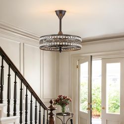 Chandelier Ceiling Fan with Light,