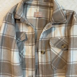 Beige Plaid Polyester Jacket 