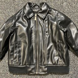 Kenneth Cole Reaction Toddler boys 24 month black pleather looks like leather jacket - worn once
