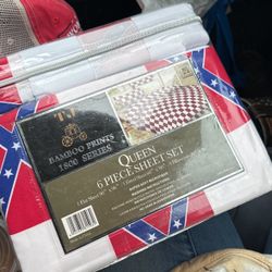 New Confederate Flag Sheet Set 6 Piece Queen Set 