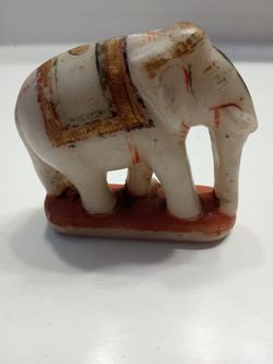 Hand painted alabaster elephant