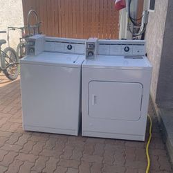 Kenmore Commercial Heavy Duty Coin Operated Gas Dryer And Washer Set (With Coin Box Key)