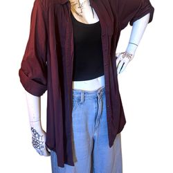 torrid Button-Up Top in Deep Red
