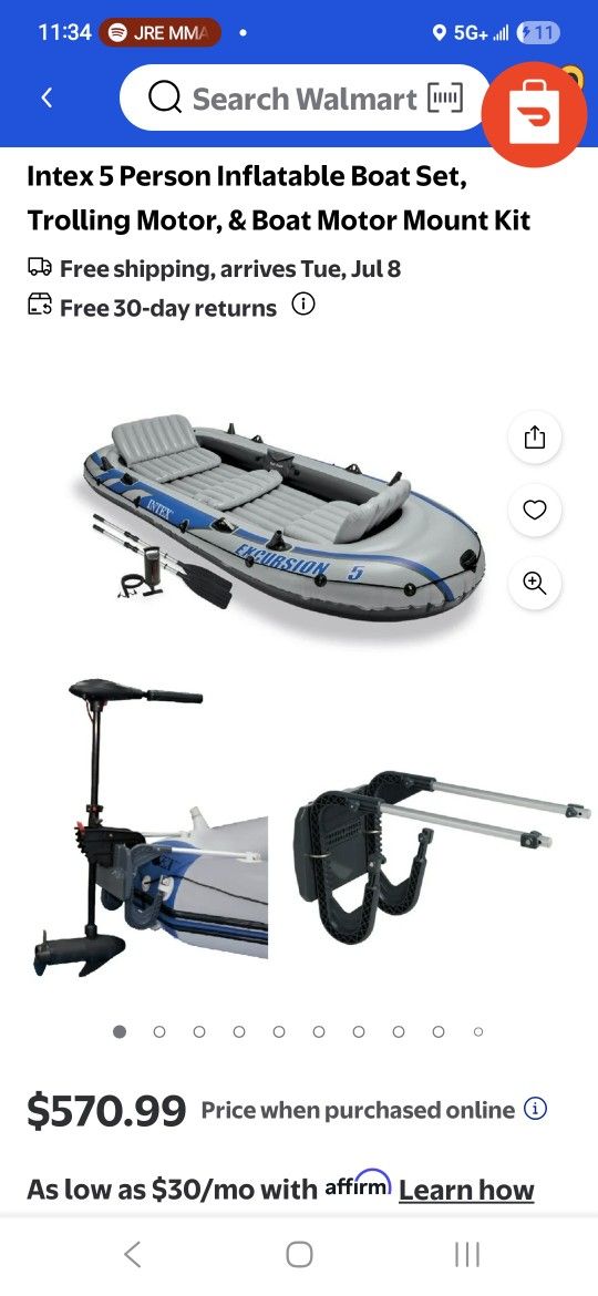 New Inflatable Intex Boat With Motor And Marine Battery And Case, Extras