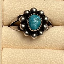 Turquoise Vintage Patina Ring In Sterling Silver 925