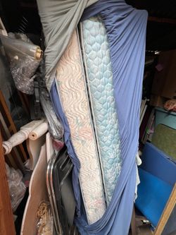 2 mattresses and 1 metal frame, twin size. In good condition. No box spring, you can use some wood pieces instead. All together x $100 Azusa x post