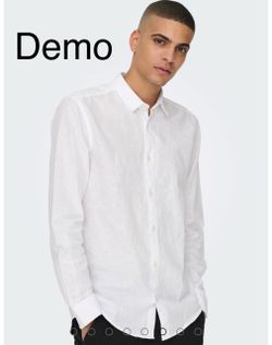 ONLY & SONS ONSCAIDEN Linen Shirt – White – Slim Fit (Medium)