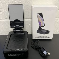 Phone Stand With Bluetooth Speaker + Subwoofer Compatible With Most Smartphones