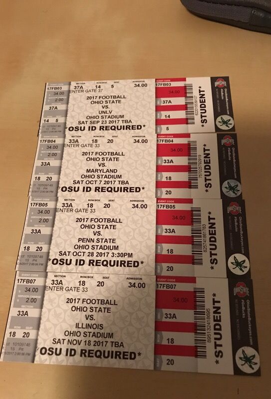 Osu football tickets. Unlv, Maryland, penn state, Illinois