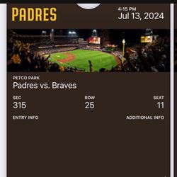 2 Padres Vs Braves Tickets