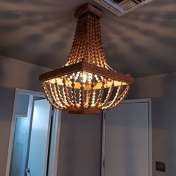 Wood Beaded Chandelier 