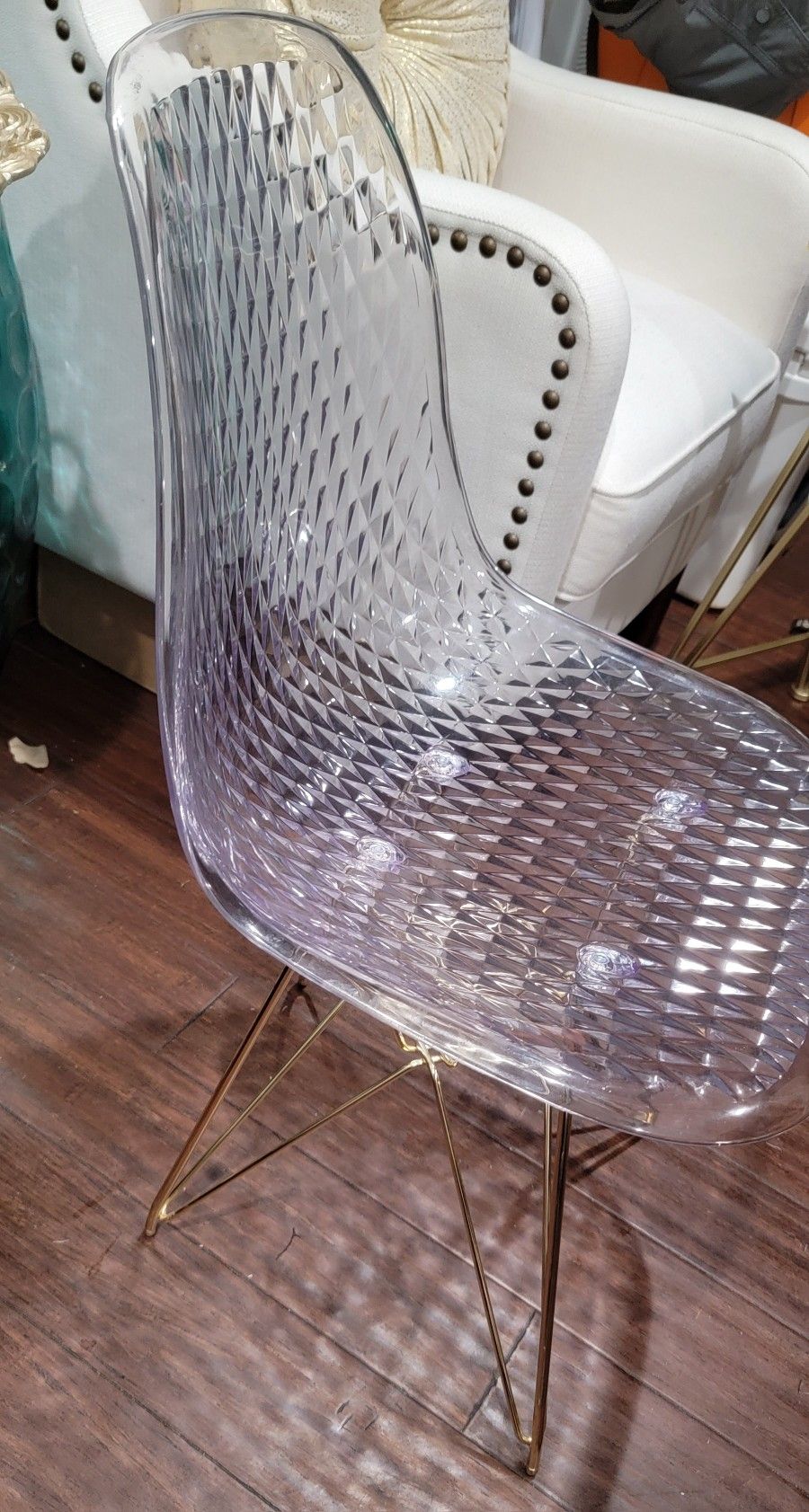 Desk Acrylic Clear Chair With Gold Legs