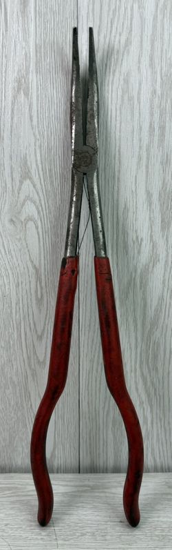 Snap-on 415CP 15" Long Reach 35° Bent Needle Nose Pliers Red Grip(A1G014473)