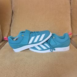 adidas Powerlift 5 Weightlifting Shoes Teal Pink White Men's 11.5 JP9877 NEW