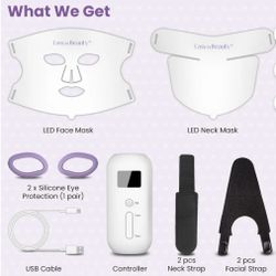 EASYINBEAUTY LED Light Therapy Face & Neck Mask 7 Colors Facial Skin Care Device for Wrinkles