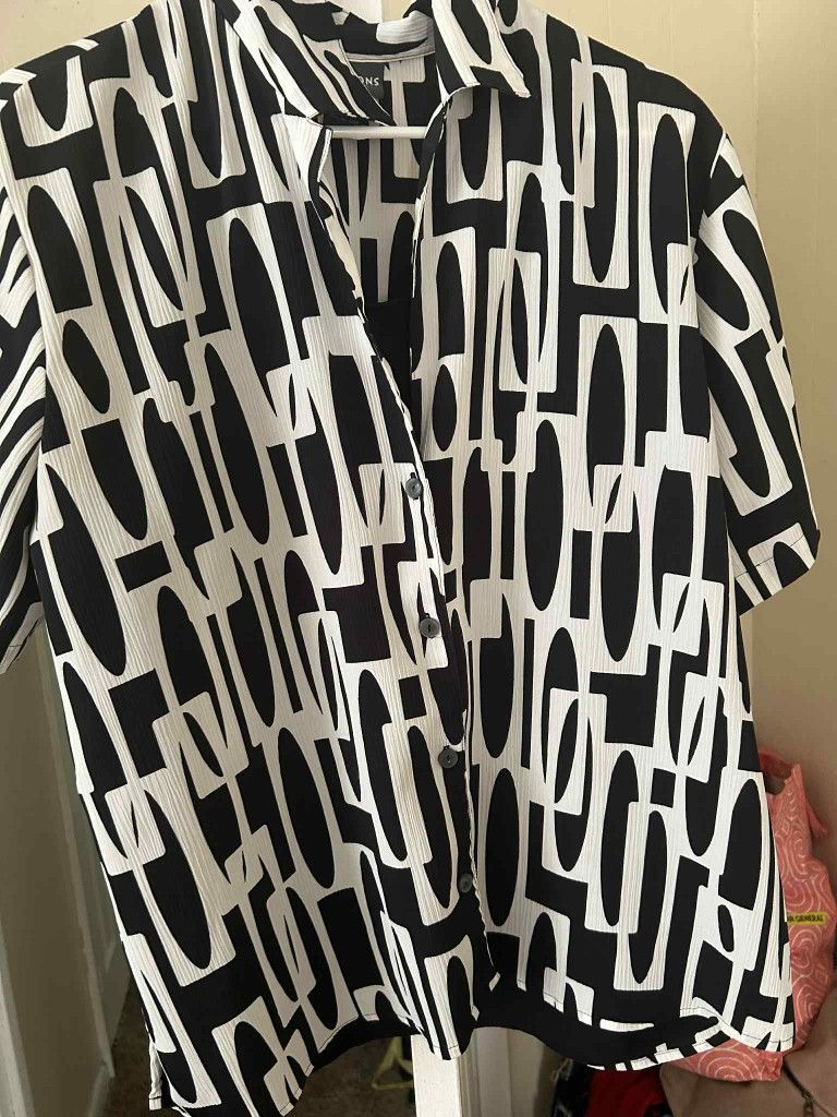 Notations Black And White Blouse