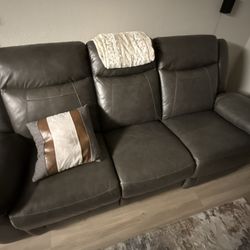 Modern Grey Leather Couch Bought Recently For 1200