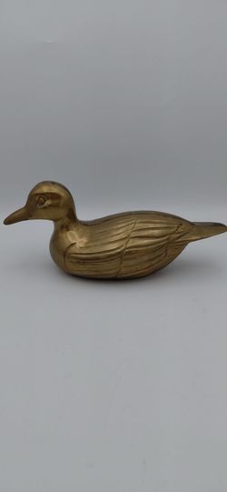 Large Vintage Brass Duck