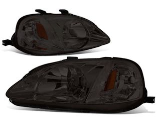 99-00 Honda Civic Smoke Amber Reflector Headlights