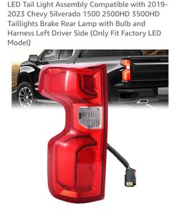 LED Tail Light Assembly Compatible with 2019-2023 Chevy Silverado 1HD 3500HD Taillights Brake Rear Lamp with Bulb and Harness Left Driver Side