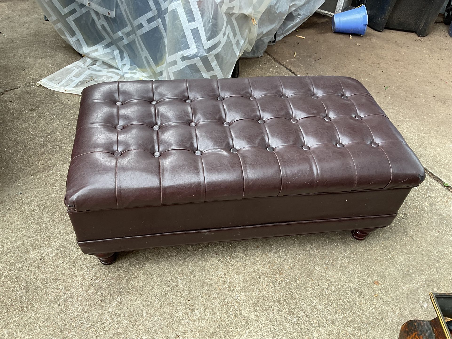A Beautiful Leather Ottoman (42” Long X 21” Wide X 17” High) (NO SHIPPING)