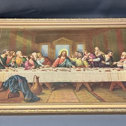 Vintage Wooden Framed 22.5x14.5  “The Last Supper” Art Print.
