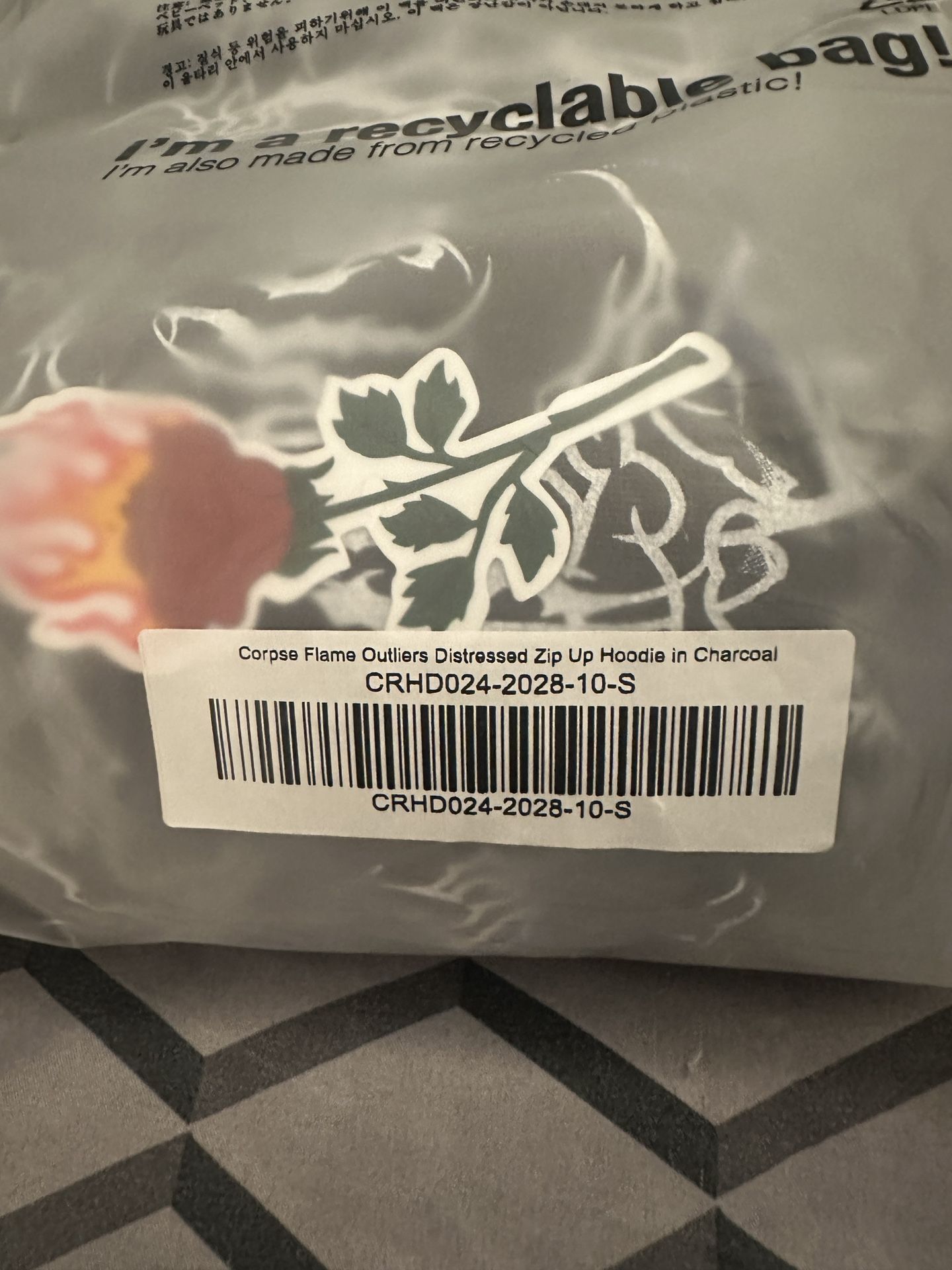 Civil regime corpse outliers distressed zip up hoodie in charcoal small