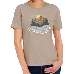 Spyder Women's Mountain Sunset Logo with white butterflies. 1X