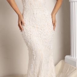 Lace Wedding Dress: White Long Dress Gown XS