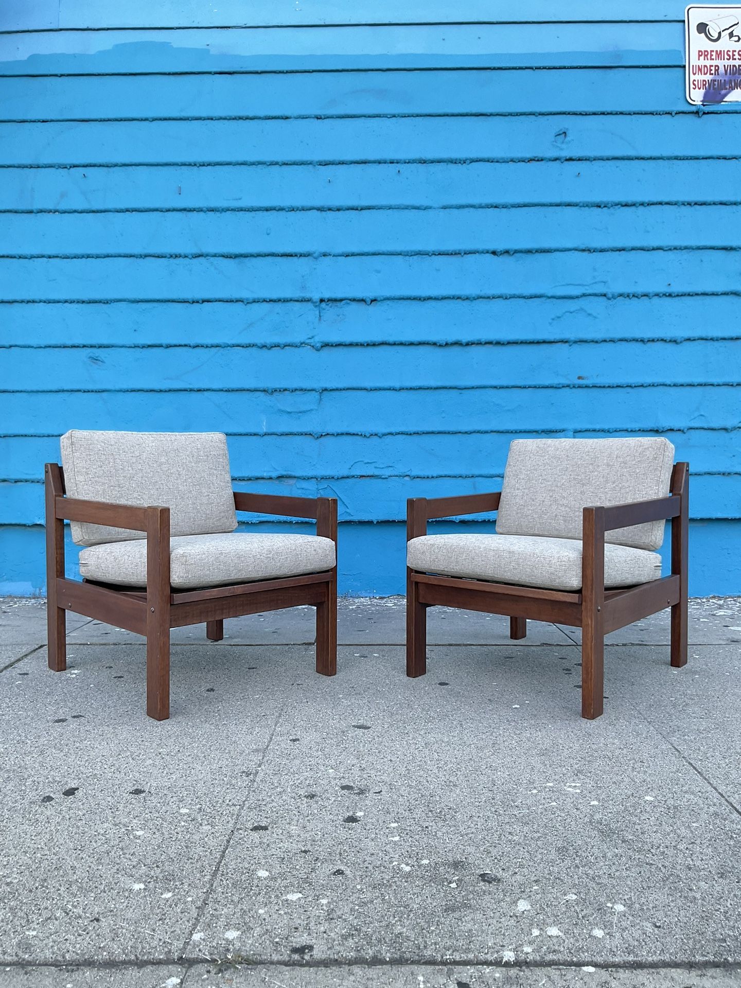 Pair Of Mid Century Modern French Style Lounge Chairs 