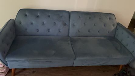 Navy Blue Velvet Plush Couch Brand New