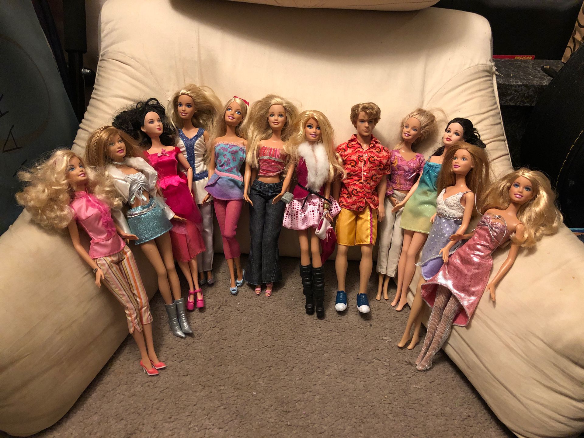 Set of 10 Barbies Including Ken Doll
