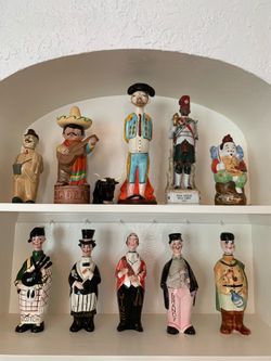 10 assorted vintage liquor decanters