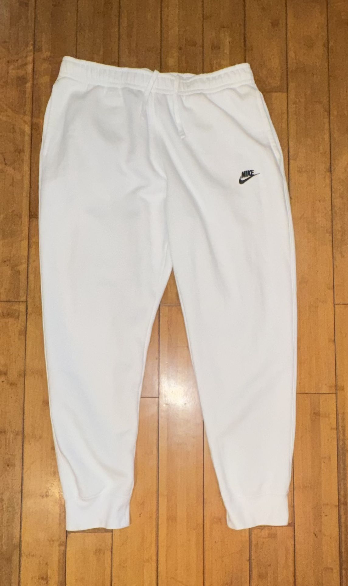 Nike White Joggers With Black Logo