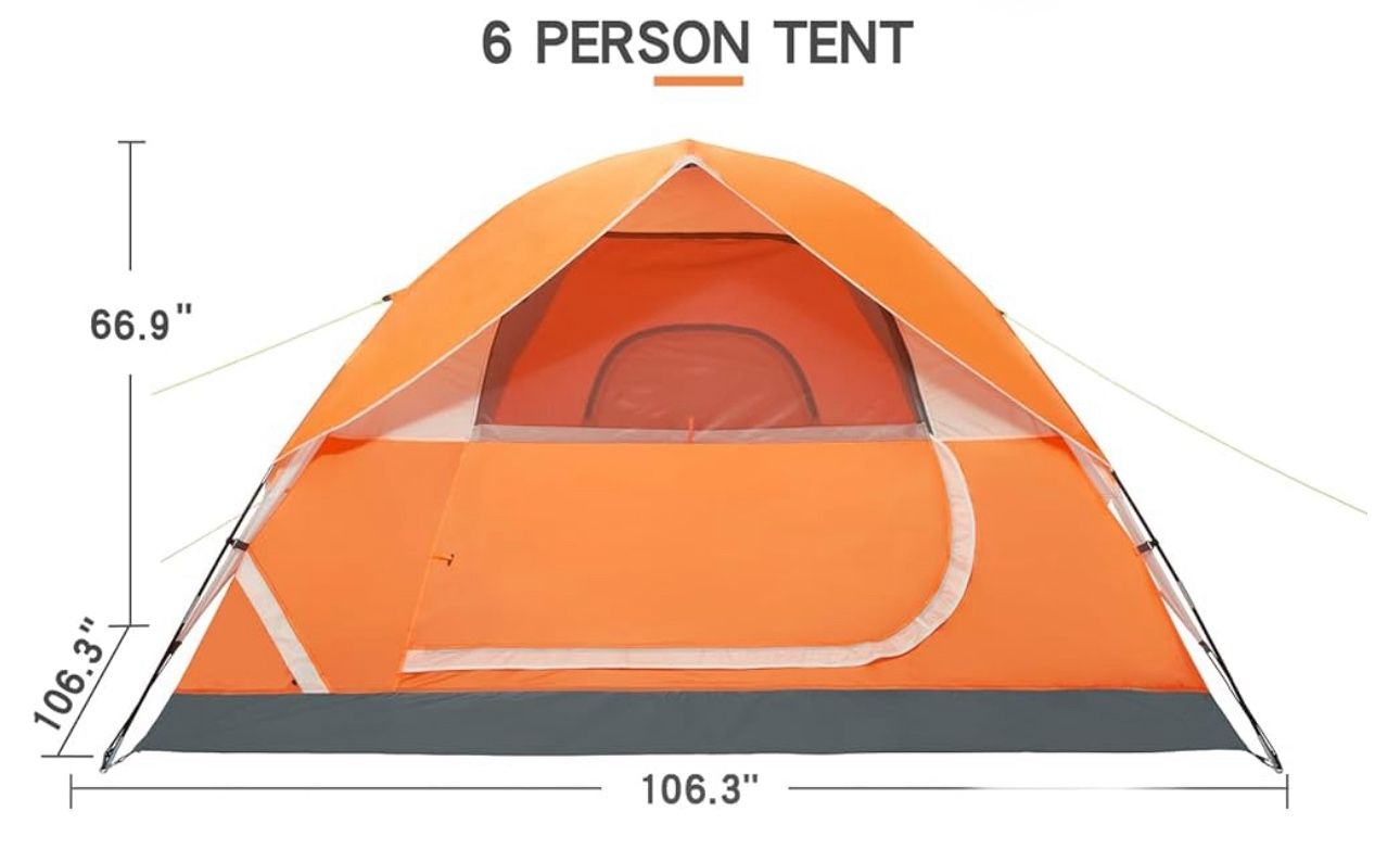 Tents for Camping 6 person limit Waterproof,Spacious, Lightweight Portable Backpacking Tent for Outdoor Camping/Hiking