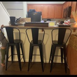 Black Counter Hight Farmhouse Metal Chairs 