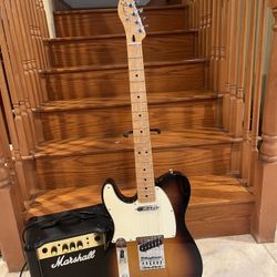 Fender MIM Telecaster (Left Handed) W/ Marshall Guitar Amp