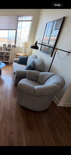 Pattern loveseat and arm chair